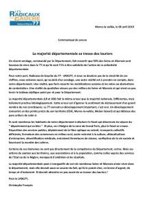 La majorité départementale se tresse des lauriers – Communiqué du LRDG77 deslauriers