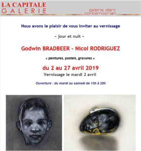 Galerie La Capitale – exposition Godwin Bradbeer -Nicol Rodriguez 2/27 Avril 2019