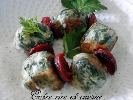 Gnudi aux épinards en sauce crémeuse au parmesan