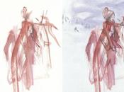 Elle retouche peintures abstraites enfants