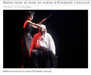 Théâtre Elisabeth Czerczuk – T E C- « Matka »  ce soir et les jours suivants..