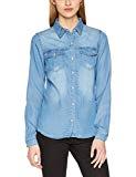 Vila Clothes Vibista Shirt-Noos, Chemise Femme, Bleu (Medium Blue Denim Wash: Clean), 40 (Taille Fabricant: Large)
