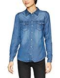 Vila Clothes Vibista Denim Shirt-Noos, Chemise Femme, Bleu (Dark Blue Wash: Clean), 38 (Taille Fabricant: Medium)