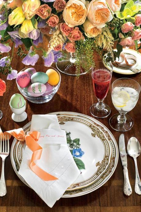 table de pâques déco bucolique couleurs bouquet vaisselle vintage - blog déco - clem around the corner