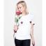   T-shirt femme en coton bio Roses TITSUP  
 1€ est reversé à la lutte contre le cancer du sein en achetant ce t-shirt. 
  Prix indicatif :  25€ sur le site  www.laredoute.fr  