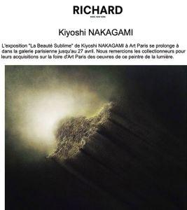 Galerie RICHARD exposition Kiyoshi NAKAGAMI   jusqu’au 27 Avril 2019