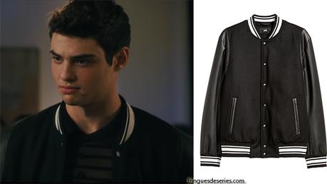 THE PERFECT DATE : black basketball jacket for Brooks Rattigan (Noah Centineo)