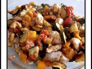 Poulet courgette, poivron