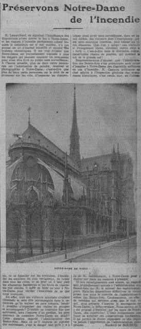 Préservons Notre-Dame de l'incendie, un article de 1911