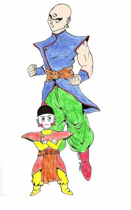 Dessin colorié de Tenshinhan et Chaozu - Dragon Ball Super