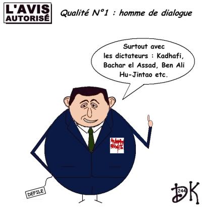 Tags : Nicolas Sarkozy, 4 qualités, Droits de l'Homme, Human Rights, défilé du 14 juillet, Kadhafi, Bachar el Assad, Ben Ali, Hu-Jintao, dessin humour, avis autorisé