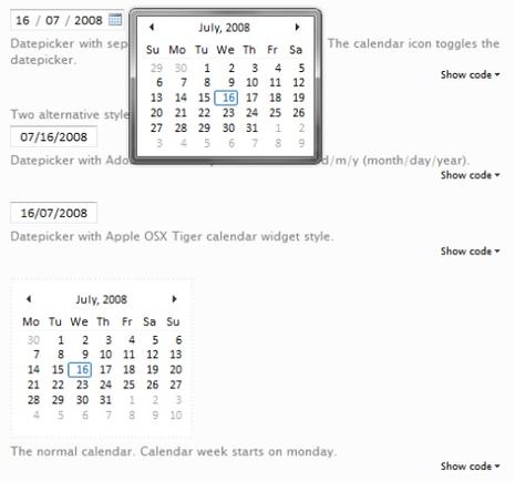 Calendrier mootools, ajax, php