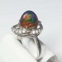 bague opale multicolore en argent