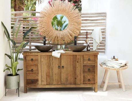 Quand le rotin revient avec l’été ! miroir rotin