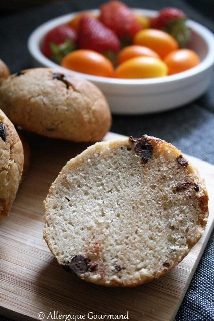 Briochettes aux pépites de chocolat { sans gluten, sans lait, sans œufs }