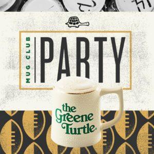 Fête du club de tasse d'avril de la tortue Greene