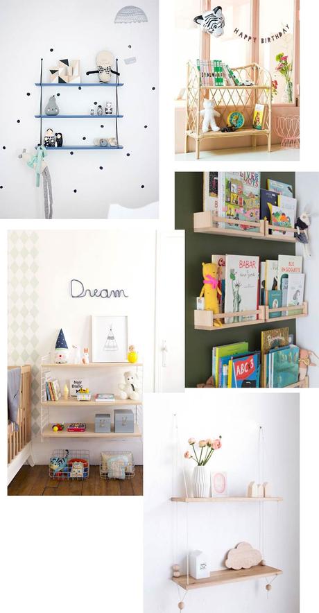 Chambre d’enfant : Comment habiller les murs ? chambre d'enfant étagère déco