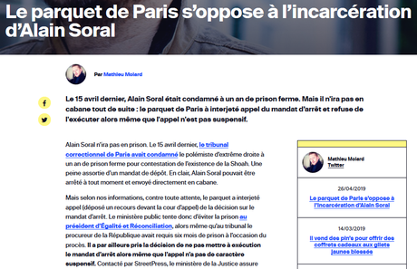 Il y a de l’impunité pour les ordures #Soral #antisemitisme