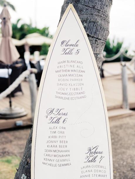 blog déco plan de table original planche de surf blanche idée mariage