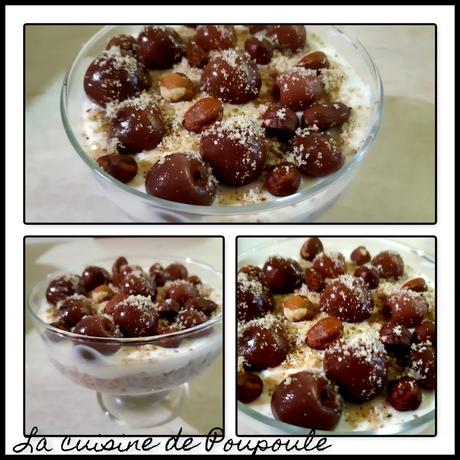 Porridge au lait de noisette, flocon de sarrasin et cerise