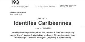 193 Gallery « Idendités Caribéennes » à partir du 16 Mai 2019
