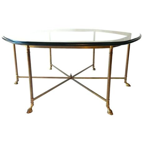 maison coffee table vintage hexagon cloven hoof brass coffee cocktail table for sale