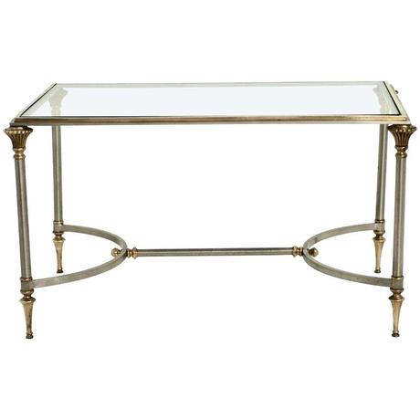 maison coffee table classic style brass and stainless steel cocktail table