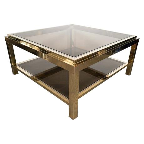 maison coffee table french mid century chrome brass cocktail table by for
