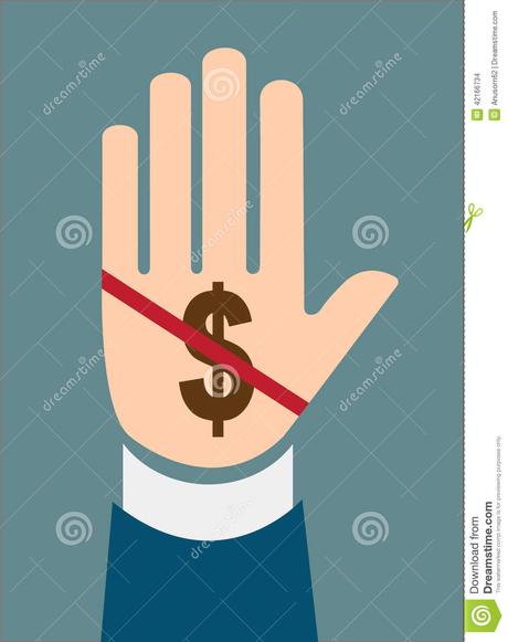 Hand stop dollar sign concept of Corruption