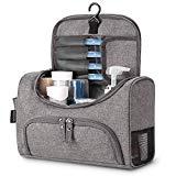 Kusoofa Trousse de Toilette Homme, 4L Trousse de Toilette Cosmétiques Dames avec Poignée de Transport Sac de Toilette pour Hommes et Femmes Gris