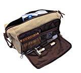 DOPP Kit Sac de voyage pour hommes Toiletry YKK Zipper Canvas & Leather (Kaki)