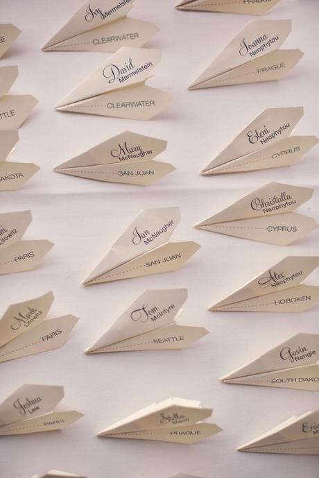 marques-place avion en papier Mariage Autour du monde thème voyage déco décoration