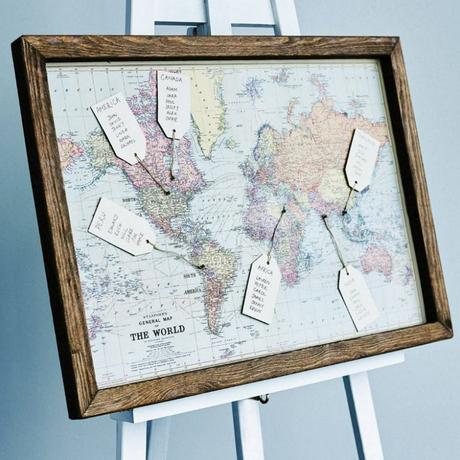 idée plan table mariage mappe monde thème voyages carte monde - blog déco - clemaroundthecorner