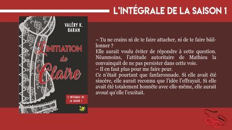 Mon avis sur la saison 1 de L'initiation de Claire de Valery K Baran