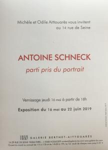 Galerie Berthet-Aittouarès   Antoine SCHNECK « parti pris du portrait » 16 Mai au 22 Juin 2019