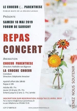 Un repas concert, avec le Choeur Parenthèse et La Croche Choeur, à Savigny