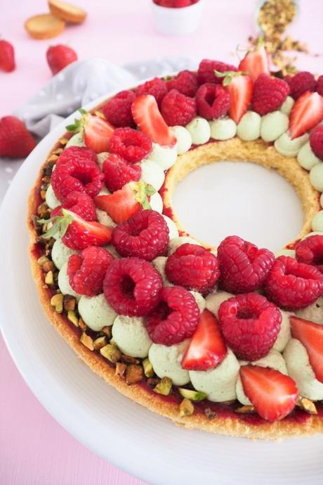 Tarte aux framboises et pistache
