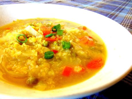 Soupe aux lentilles, quinoa et chou