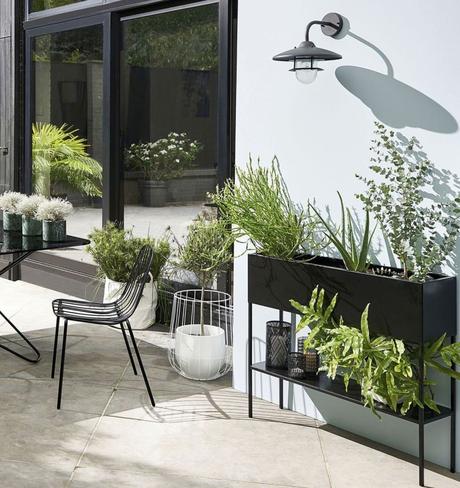 console planteur métal noir rectangle moderne plante verte déco outdoor