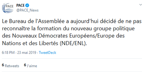 l’internationale fasciste ne passera pas… (par le Conseil de l’Europe). #AfD #Lega #FpO #RN