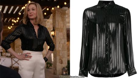WHAT/IF : Saint Laurent striped patent shirt fot Anne Montgomery