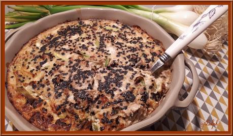 Clafoutis au thon, oignons et champignons