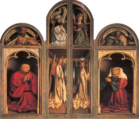 1432 Van Eyck Retable Agneau Mystique ferme Cathedrale Saint Bavon Gand schema 1b