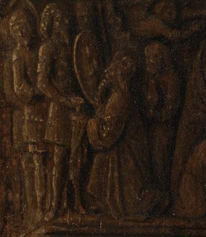 1434-36 Van Eyck La_Madone_au_Chanoine_Van_der_Paele Groeningemuseum, Bruges chapiteaux detail