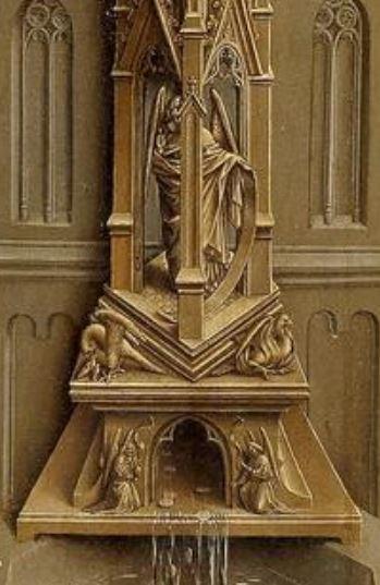 1432 Ecole de Van Eyck The Fountain of Life Prado Madrid detail fontaine