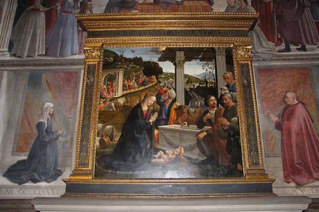 1485 cappella Sassetti Domenico_ghirlandaio,_adorazione_dei_pastori basilica di Santa Trinita Firenze