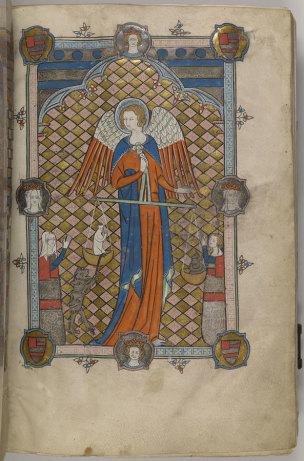 Hawisa de Bois et Saint Michel Book of Hours Oxford, vers 1325-1330, Morgan Library MS M.700 fol 2r