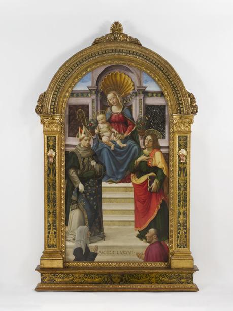 1486 Davide Guirlandaio St Louis of Toulouse, John Evangelist, and Donors Ludovico Folchi and his wife Tommasa Saint Louis Art Museum, Missouri,