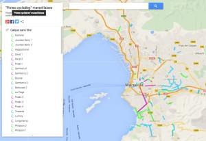 Plan des pistes cyclables de Marseille