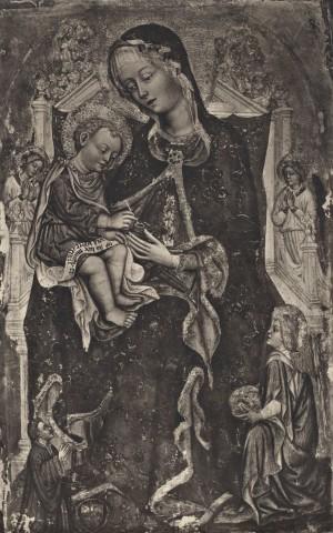 1389-1448 Zanino di Pietro, Madonna con Bambino in trono con angeli e donatore Collezione Tolentino, Roma